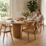 PRITI Modern Natural Oval Dining Table (Solid Wood )