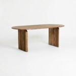 PRITI Natural Wooden 200cm Curved Dining Table, Seats 4-6 (Solid Wood) - Image 5