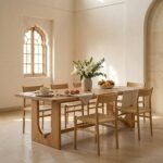 PRITI Neutral Wood 200cm Dining Table, Seats 4-6 (Solid Wood )