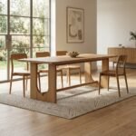 PRITI Neutral Wood 200cm Dining Table, Seats 4-6 (Solid Wood ) - Image 3