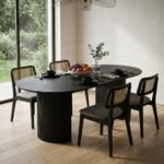 PRITI Oval Dining Table, Black Wood