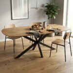 PRITI Oval Wood Dining Table 160x90 cm (Solid Wood ) - Image 3