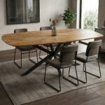 PRITI Oval Wood Dining Table 160x90 cm (Solid Wood )