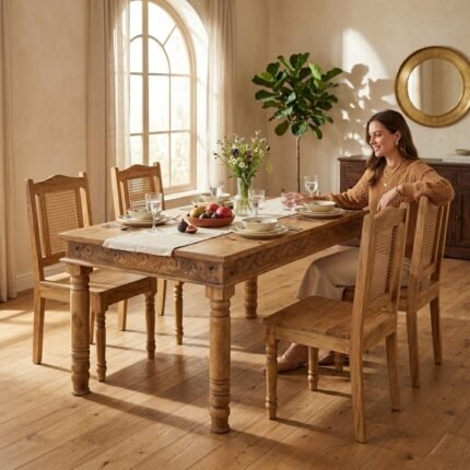 PRITI Rectangular Dining Table (Solid Wood )