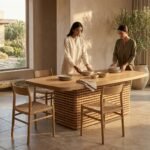 PRITI Rectangular Dining Table (Solid Wood with cane )