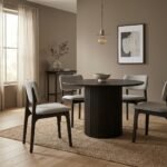 PRITI Round Dining Table, Black Wood