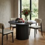 PRITI Round Dining Table, Black Wood - Image 2