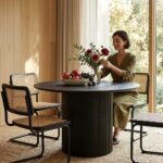 PRITI Round Dining Table, Black Wood