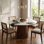 PRITI Round Marble Top Dining Table (Solid Wood ) - Image 2