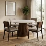 PRITI Round Marble Top Dining Table (Solid Wood ) - Image 3