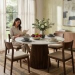 PRITI Round Marble Top Dining Table (Solid Wood )