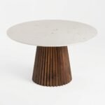 PRITI Round Marble Top Dining Table (Solid Wood )