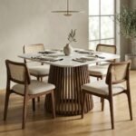 PRITI Solid Wood & Marble Square Dining Table - Image 2
