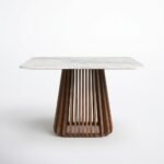 PRITI Solid Wood & Marble Square Dining Table - Image 4