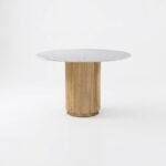 PRITI White Marble Round Dining Table with Base, Seats 4
