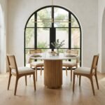 PRITI White Marble Round Dining Table with Base, Seats 4 - Image 2