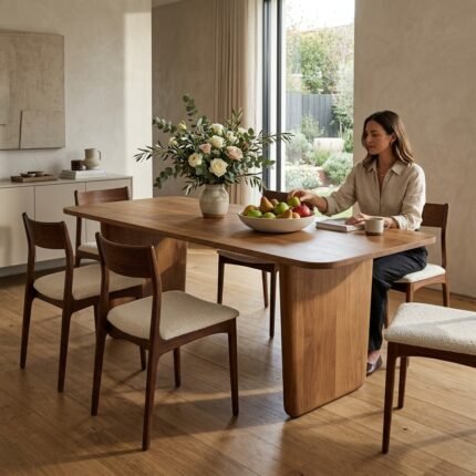 PRITI Wooden 175cm Dining Table, Seats 4-6 (Solid Wood)