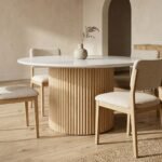 PRITI Wooden/Marble Reeded Coffee Table (Solid Wood ) - Image 3