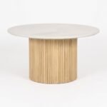 PRITI Wooden/Marble Reeded Coffee Table (Solid Wood )