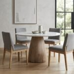 Round Marble Top Solid Wood Base Dining Table - PRITI - Image 2