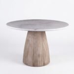 Round Marble Top Solid Wood Base Dining Table - PRITI - Image 4