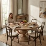 PRITI Wooden Dining Table with Hourglass Leg (2 Sizes)