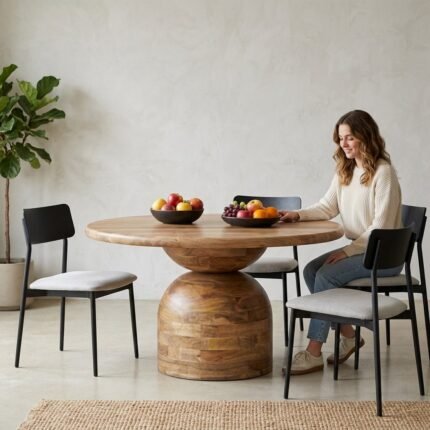 PRITI Round Dining Table (Solid Wood )