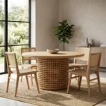 PRITI Round Dining Table (Solid Wood with cane ) - Image 3