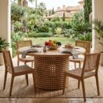 PRITI Round Dining Table (Solid Wood with cane ) - Image 2
