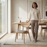 PRITI Dining & Study Chair with Rattan Back (Solid Wood with Cane )