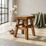 PRITI Low Recycled Wooden Stool - Image 3