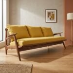 Oval Handle Bench with Yellow Leather, Three-Seater – PRITI