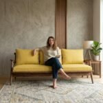 Oval Handle Bench with Yellow Leather, Three-Seater – PRITI