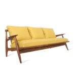 Oval Handle Bench with Yellow Leather, Three-Seater - PRITI - Image 5