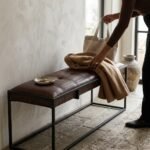 PRITI Genuine Leather Upholstered Bench (ion Legs ) - Image 3
