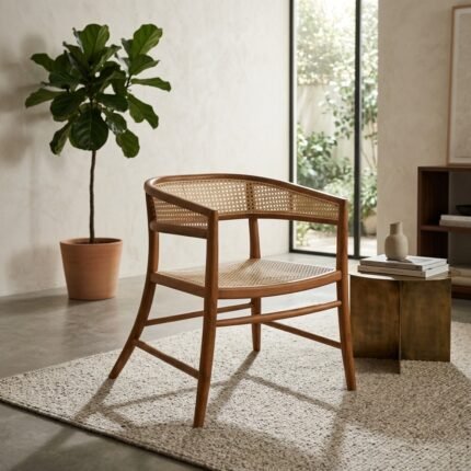 Armchair (Solid Wood with cane) – PRITI