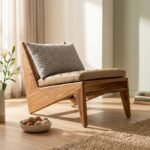 PRITI Chair with Fabric & Leather Seat (Solid Wood ) - Image 4