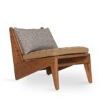 PRITI Chair with Fabric & Leather Seat (Solid Wood )