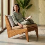 PRITI Chair with Fabric & Leather Seat (Solid Wood ) - Image 2