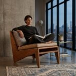 PRITI Chair with Fabric & Leather Seat (Solid Wood ) - Image 3