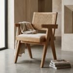 PRITI Rattan Chair with Arms (Solid Wood with cane ) - Image 3