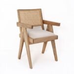 PRITI Rattan Chair with Arms (Solid Wood with cane )