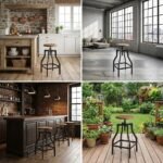 PRITI Adjustable Height Counter Stool with Metal Frame - Image 4