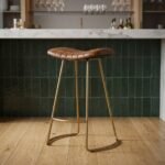 PRITI Upholstered Counter Stool with Metal Frame - Image 2