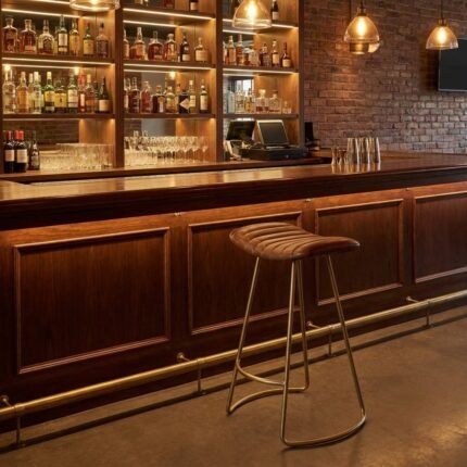 PRITI Upholstered Counter Stool with Metal Frame