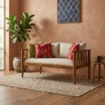 PRITI Sofa with Beige Fabric (Solid Wood ) - Image 2