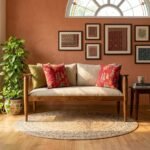 PRITI Sofa with Beige Fabric (Solid Wood )