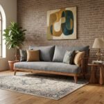 PRITI Sofa with Charcoal Grey Fabric, Three Seater (Solid Wood ) - Image 3