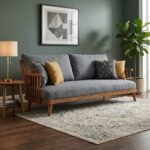 PRITI Sofa with Charcoal Grey Fabric, Three Seater (Solid Wood ) - Image 2