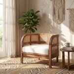 PRITI Upholstered Barrel Chair (Solid Wood with Cane ) - Image 2